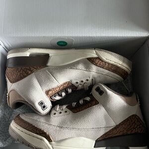 Jordan Cream and Brown Sneakers with Elephant Print